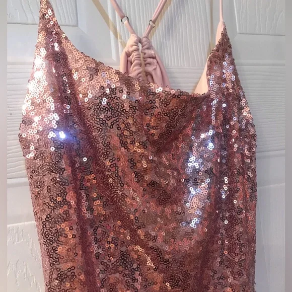 Lucy in the Sky | Dresses | Lucy In The Sky Pink Backless Sequin Prom Dress  Size Large New Without Tags